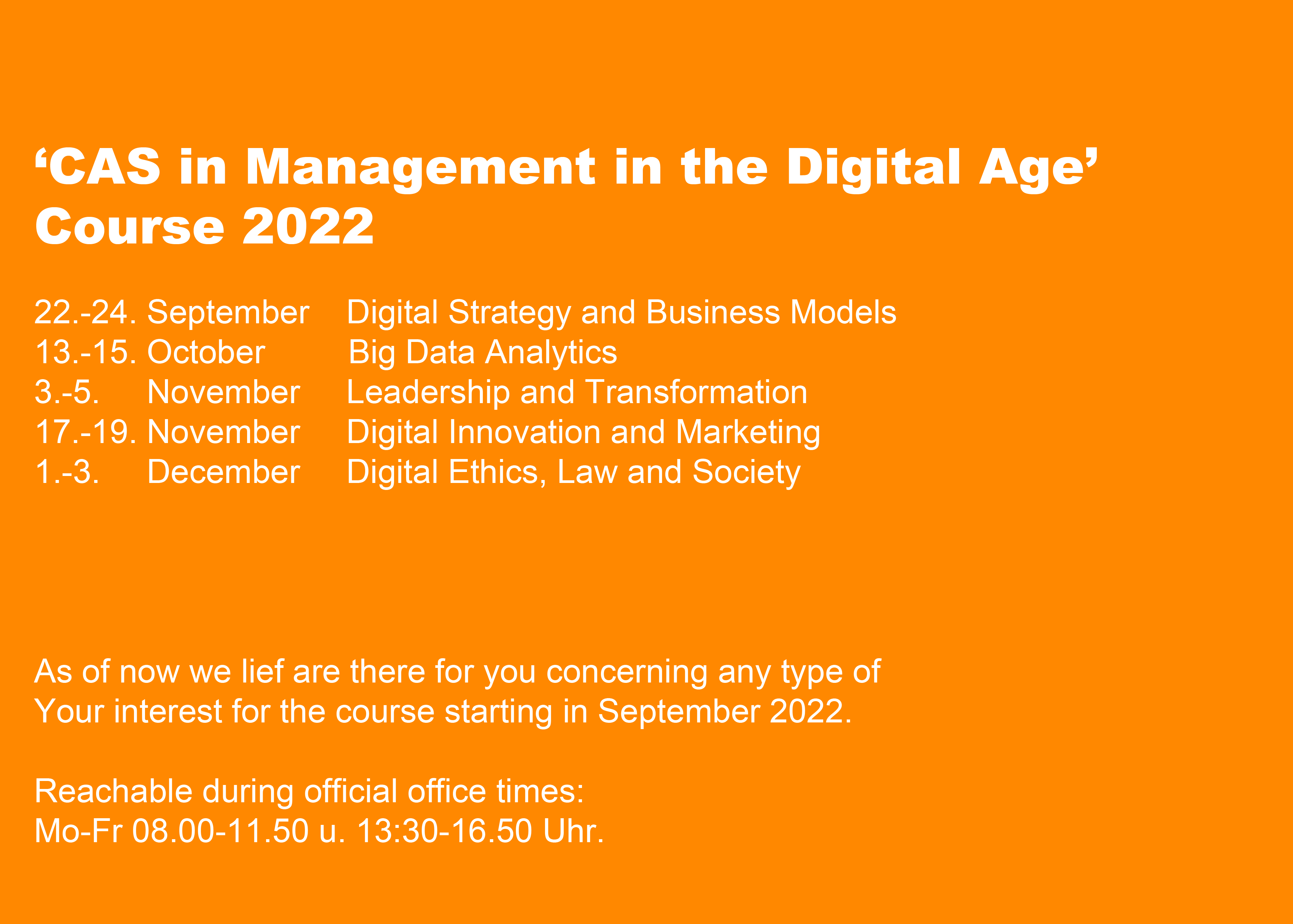 CAS in Management in the Digital Age - Course 2022